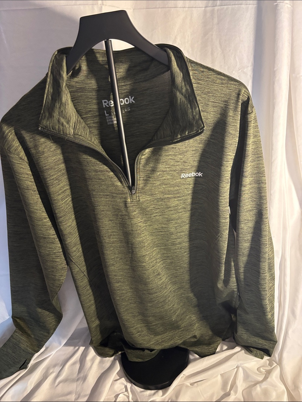 Reebok Olive Green Heather Quarter-Zip Pullover